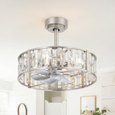 20-inch Satin Nickel Caged Ceiling Fan with Light, 7 ABS Blades, 6-Speed DC Motor, Remote Control, Dual Downrods(4" & 8")