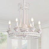 22-Inch Distressed White Crystal Chandelier Ceiling Fan with Light and Remote,7 ABS Blades,6 Speed Reversible DC Motor,20.8" Downrod for Dining Rooms, Bedrooms, Living Rooms