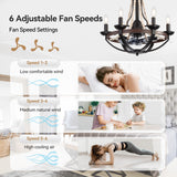 Delara 22" Farmhouse Chandelier Ceiling Fan With Light & Remote