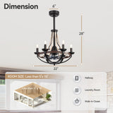 Delara 22" Farmhouse Chandelier Ceiling Fan With Light & Remote