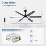 Drayis 46-Inch 6-Blade Ceiling Fan With Light, 2-Pack