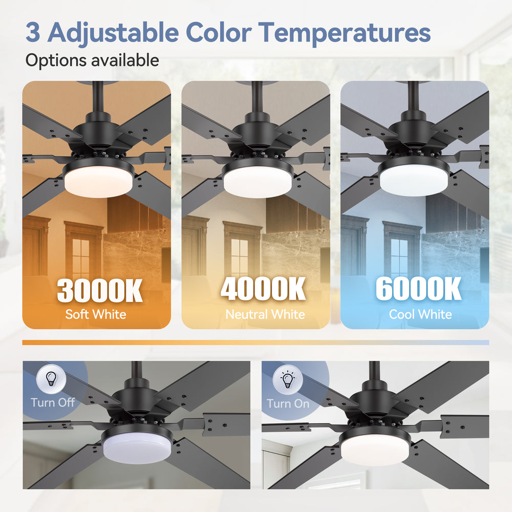 Drayis 46-Inch 6-Blade Ceiling Fan With Light, 2-Pack