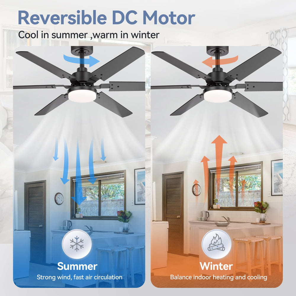 Drayis 46-Inch 6-Blade Ceiling Fan With Light, 2-Pack