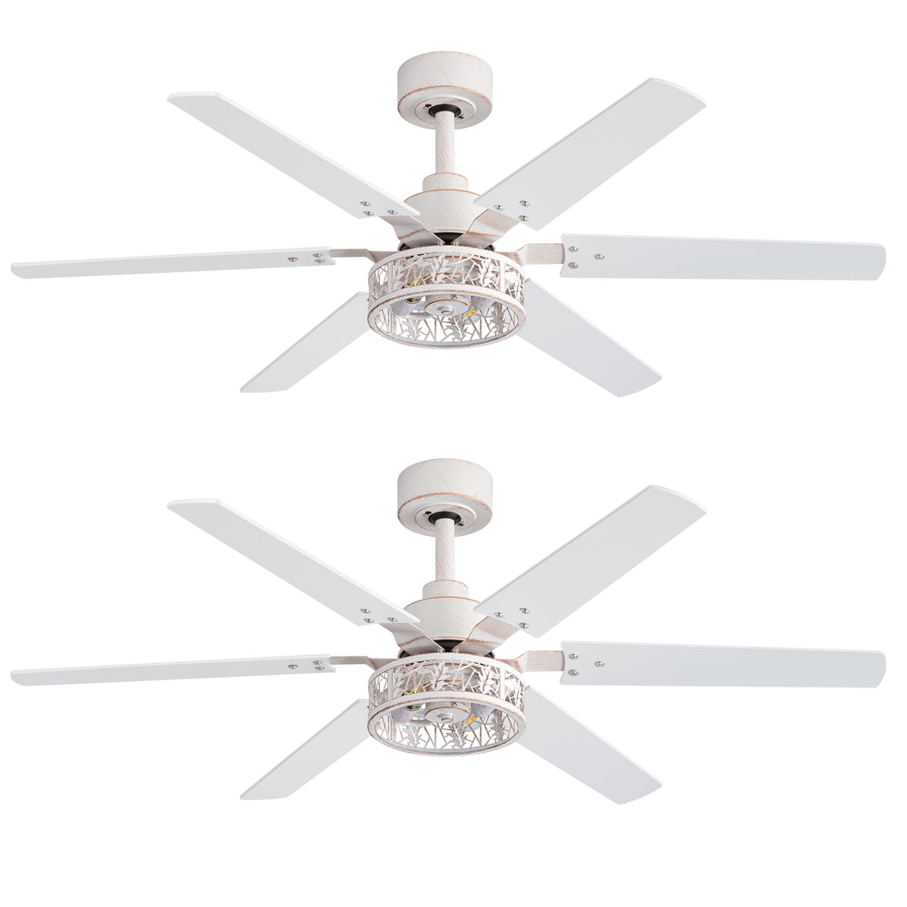 Elden 46-Inch White Ceiling Fans With Lights, 2-Pack
