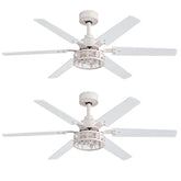 Elden 46-Inch White Ceiling Fans With Lights, 2-Pack