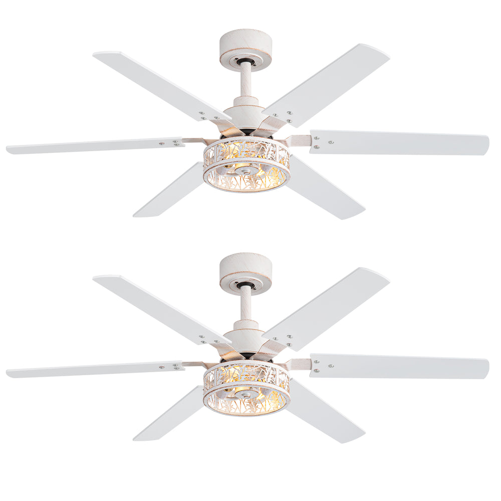Elden 46-Inch White Ceiling Fans With Lights, 2-Pack