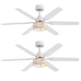 Elden 46-Inch White Ceiling Fans With Lights, 2-Pack