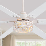 Elden 46-Inch White Ceiling Fans With Lights, 2-Pack