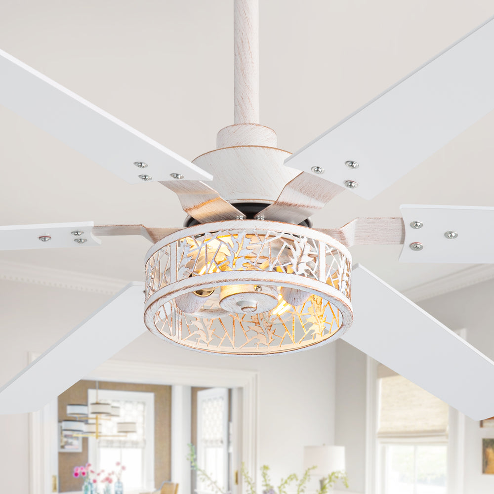 Elden 46-Inch White Ceiling Fans With Lights, 2-Pack
