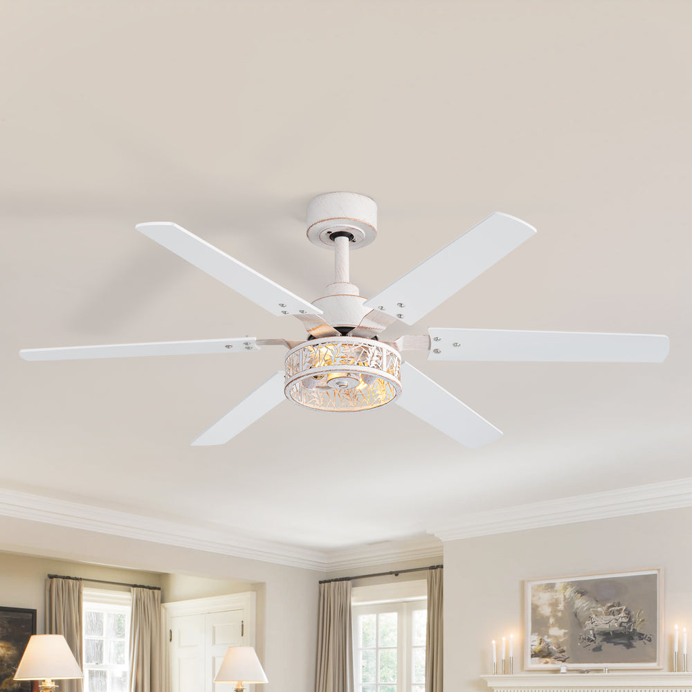 Elden 46-Inch White Ceiling Fans With Lights, 2-Pack