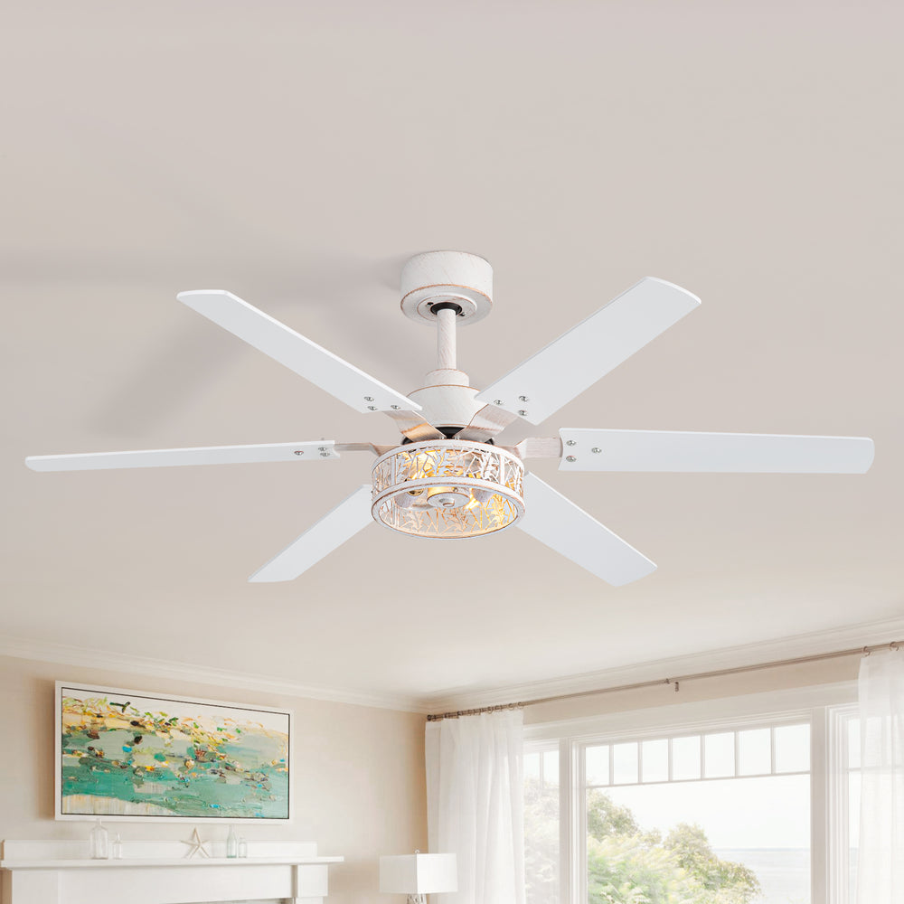 Elden 46-Inch White Ceiling Fans With Lights, 2-Pack