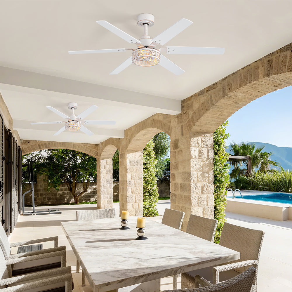 Elden 46-Inch White Ceiling Fans With Lights, 2-Pack