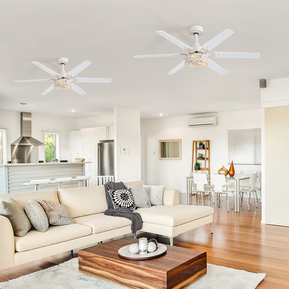 Elden 46-Inch White Ceiling Fans With Lights, 2-Pack