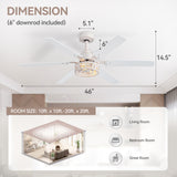 Elden 46-Inch White Ceiling Fans With Lights, 2-Pack