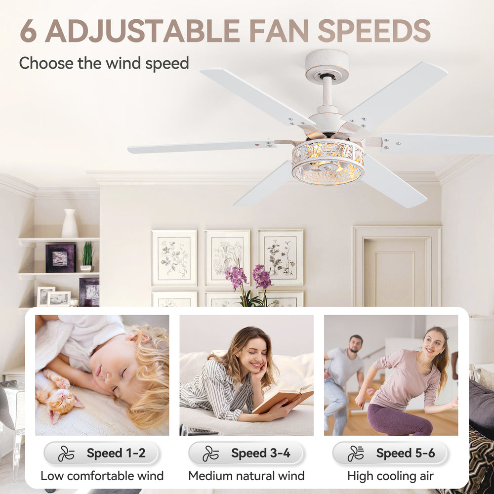Elden 46-Inch White Ceiling Fans With Lights, 2-Pack
