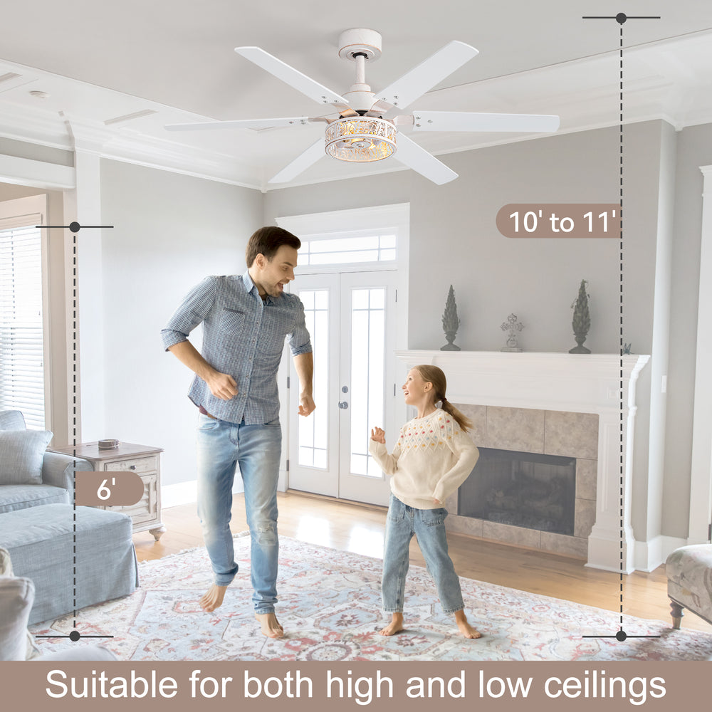 Elden 46-Inch White Ceiling Fans With Lights, 2-Pack
