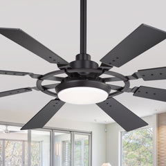 52-inch Modern Ceiling Fan with 8 Reversible Blades, 22W LED Light, Quiet DC Motor, 3 Color Temps, Remote Control, 4"and 8" Downrods Included
