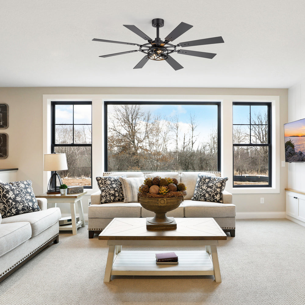 Emelle 52-Inch 8-Blade Ceiling Fan With Light & Remote
