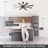 Emelle 52-Inch 8-Blade Ceiling Fan With Light & Remote