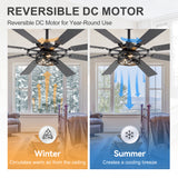 Emelle 52-Inch 8-Blade Ceiling Fan With Light & Remote