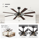 Emelle 52-Inch 8-Blade Ceiling Fan With Light & Remote