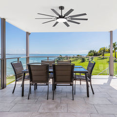 60-inch Modern Ceiling Fan with 10 Reversible Blades, 32W LED Light, Quiet DC Motor, Remote Control, 3 Color Temps, 5" and 10" Downrods Included