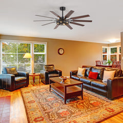 60-inch Reversible 10-Blade Open-Caged Metal Ceiling Fan with Light Kit, Remote Control, Quiet DC 6-Speed Motor, 5" and 10" Downrods and Dual-Finish Blades