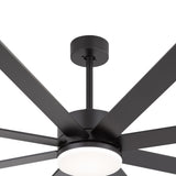 Close-up of Luminor 72-inch black ceiling fan canopy downrod and motor shroud