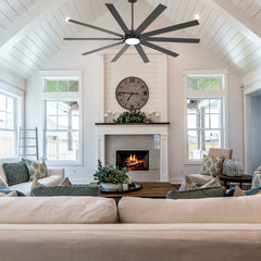 Breezary 84" 10-Blade Silent DC Motor Modern Industrial Ceiling Fan with 3-CCT LED Light (3 Downrods Included)