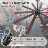Evis 84 Inch Ceiling Fan With Light and Remote