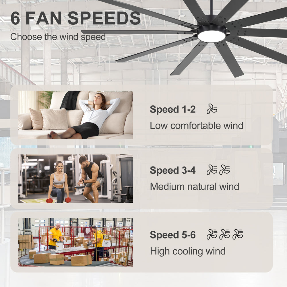 Evis 84 Inch Ceiling Fan With Light and Remote