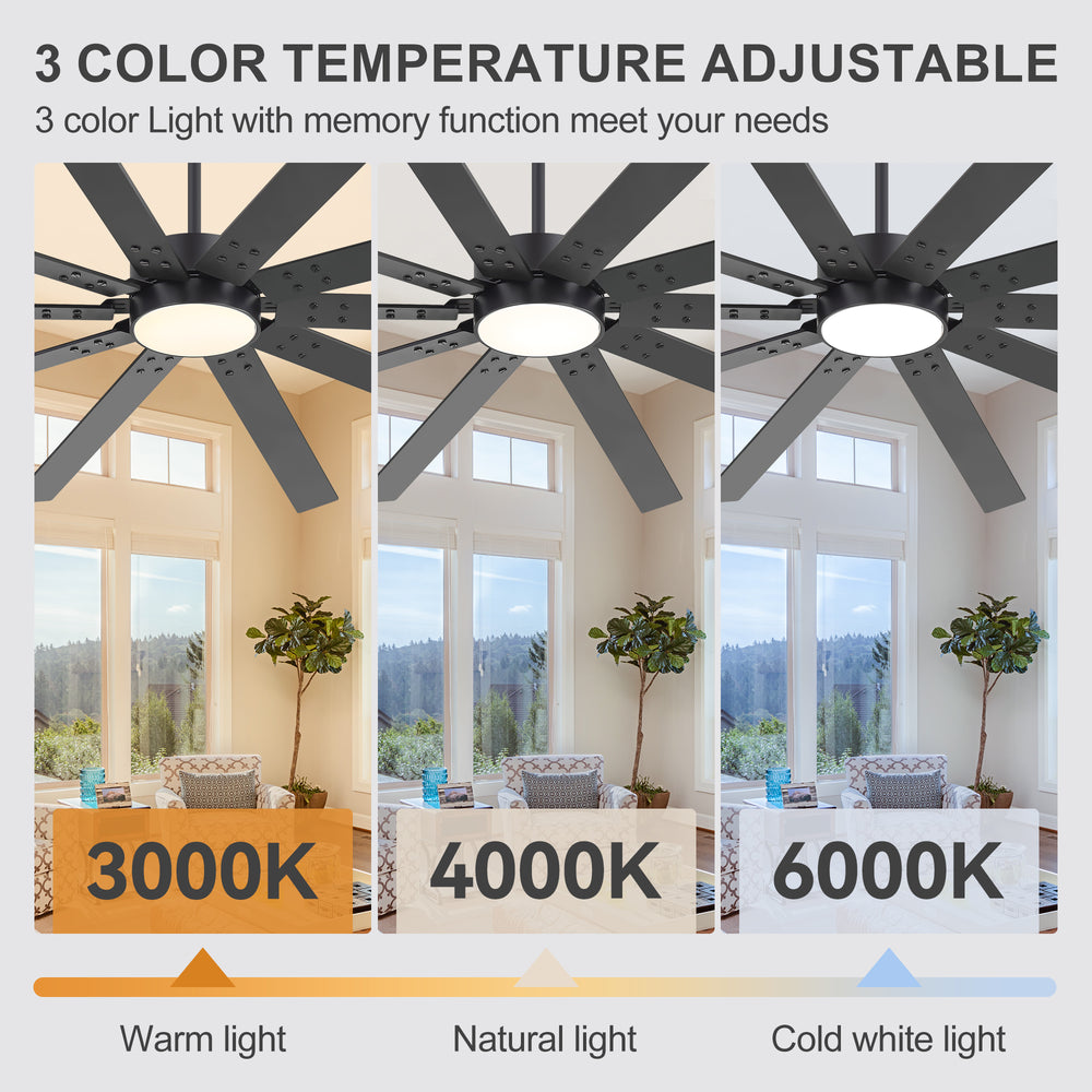 Evis 84 Inch Ceiling Fan With Light and Remote