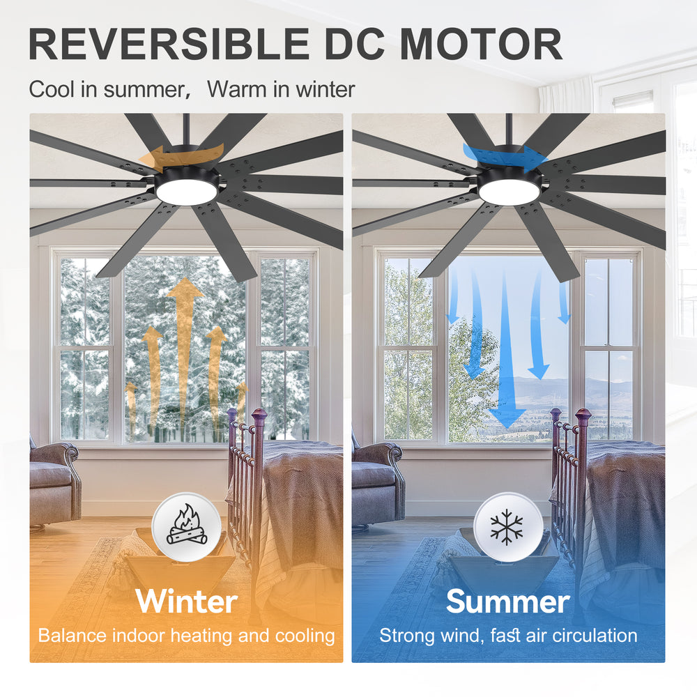 Evis 84 Inch Ceiling Fan With Light and Remote