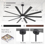 Evis 84 Inch Ceiling Fan With Light and Remote