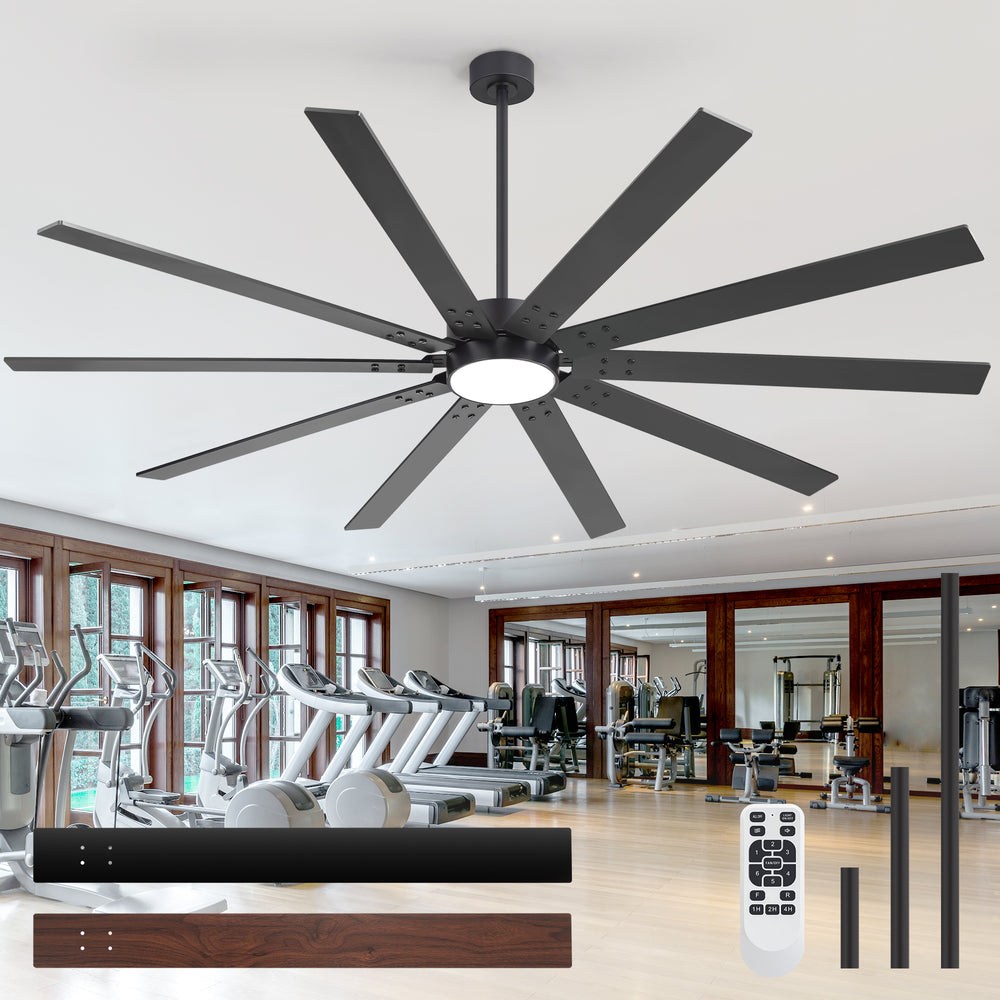 Breezary 84" 10-Blade Silent DC Motor Modern Industrial Ceiling Fan with 3-CCT LED Light (3 Downrods Included)