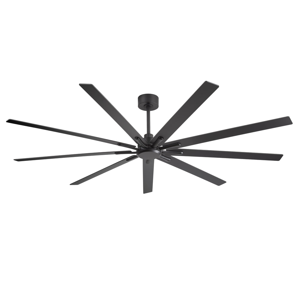 Studio product view Virelia 84-inch large black 9-blade ceiling fan without light