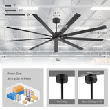 Virelia 84 Inch Ceiling Fan Without Light and Remote