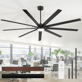 84" Matte Black Ceiling Fan with Integrated LED Light (3 Color Temps 3000K/4000K/6000K) & Remote, 9 Reversible Blades, Energy-Efficient DC Motor, 6 Speeds, Forward/Reverse Airflow, Includes 8"/12"/24" Downrods