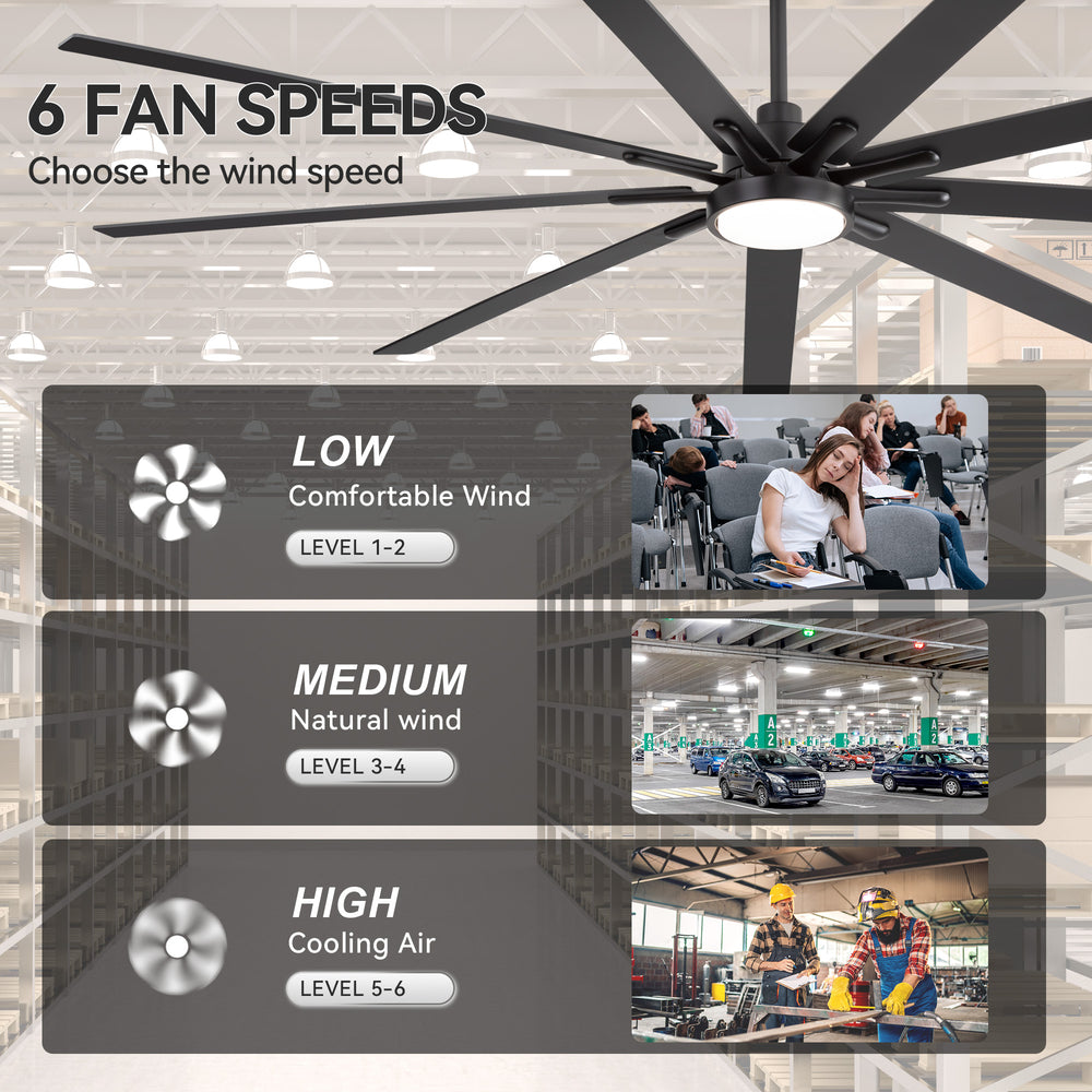 Virelia 84 Inch Large Ceiling Fan for Living Room With Light and Remote