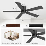 Liora 2-Pack 42" Flush Mount Ceiling Fans Without Lights