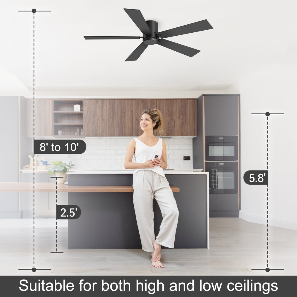Liora 2-Pack 42" Flush Mount Ceiling Fans Without Lights