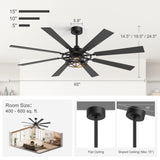 Galara 65 Inch Caged Ceiling Fan With Light & Remote