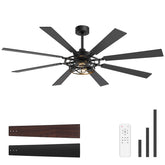 Galara 65 Inch Caged Ceiling Fan With Light & Remote