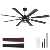 Galara 65 Inch Caged Ceiling Fan With Light & Remote