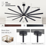 Dualvora 72/80 Inch Large Ceiling Fan With Light & Remote