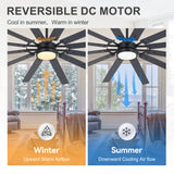 Dualvora 72/80 Inch Large Ceiling Fan With Light & Remote