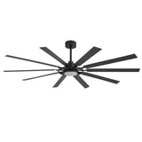 Studio product view Noirframe 72 80 inch large black 10-blade ceiling fan with light off