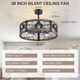 Glenis 28" Small Caged Ceiling Fan With Light & Remote