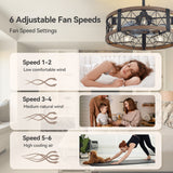 Glenis 28" Small Caged Ceiling Fan With Light & Remote