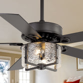 52-Inch Ceiling Fan with Light and Remote – 5 Reversible Dual-Finish Blades,Crystal-Glow Lampshade, Quiet 28W DC Motor with 6 Speeds & Reversible Airflow, Includes 5" & 10" Downrods